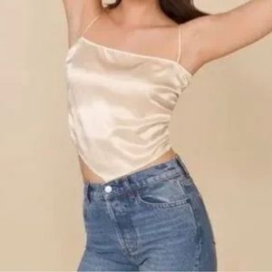 Reformation silk bandana hem cream top in size 6